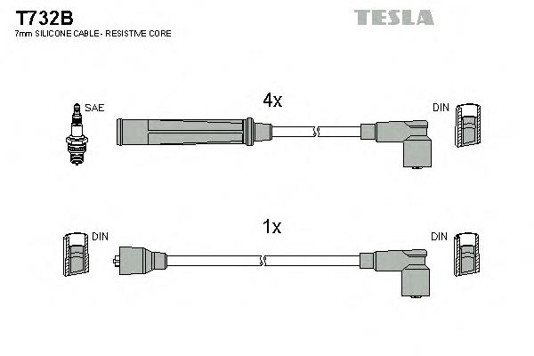 Zestaw przewodów wysokiego napięcia T732B Tesla