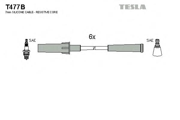 T477B Tesla zestaw przewodów wysokiego napięcia