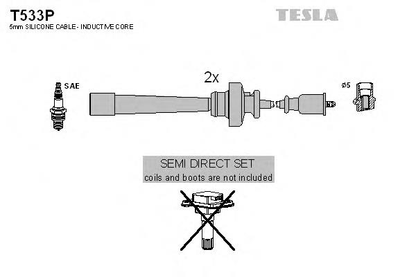 T533P Tesla zestaw przewodów wysokiego napięcia