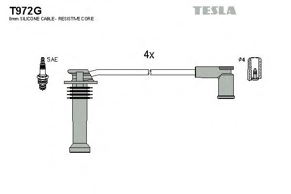 T972G Tesla zestaw przewodów wysokiego napięcia