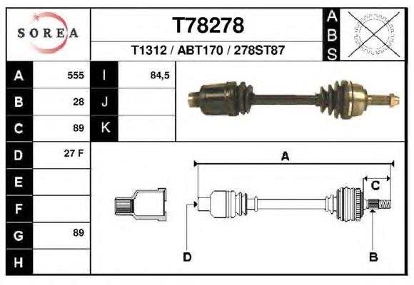 Półoś napędowa przednia lewa do Honda Accord V CC7