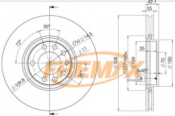 Tarcza hamulcowa przednia 5391560 Opel