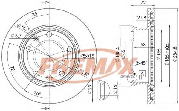 Tarcza hamulcowa przednia Fremax BD0187 cena, od 48,37 USD