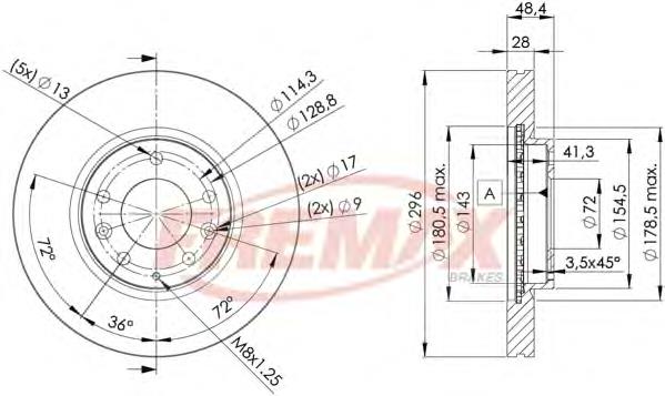 Tarcza hamulcowa przednia Fremax BD2063 cena, od 73,23 USD