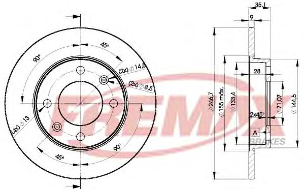 Tarcza hamulcowa tylna Fremax BD4746 cena, od 28,22 USD