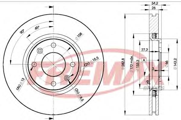 Tarcza hamulcowa przednia Fremax BD4752 cena, od 47,12 USD