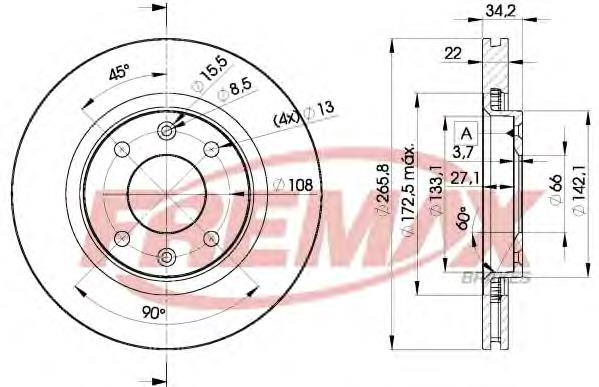Tarcza hamulcowa przednia Fremax BD4750 cena, od 34,22 USD