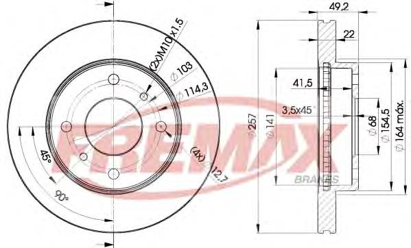 Tarcza hamulcowa przednia Fremax BD7101 cena, od 42,46 USD