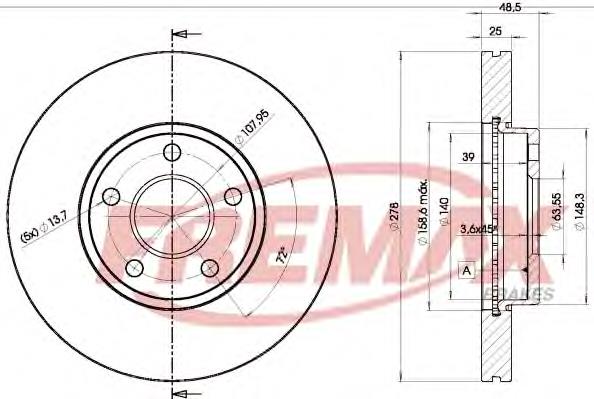 Tarcza hamulcowa przednia Fremax BD3963 cena, od 50,49 USD