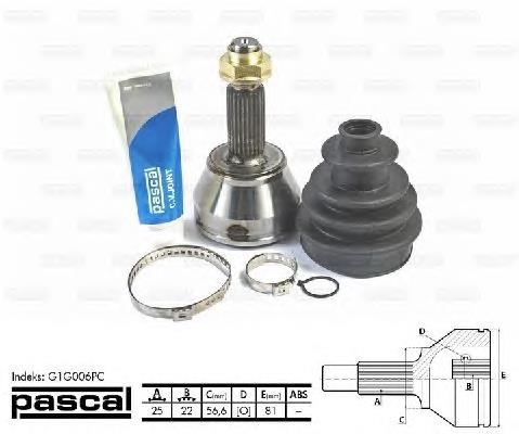 Przegub homokinetyczny przedni zewnętrzny Pascal G1G006PC cena, od 31,10 USD