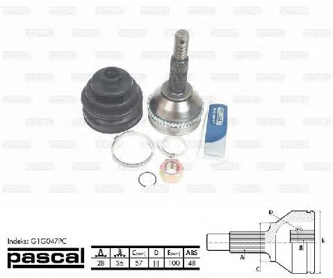 Przegub homokinetyczny przedni zewnętrzny Pascal G1G047PC cena, od 62,67 USD