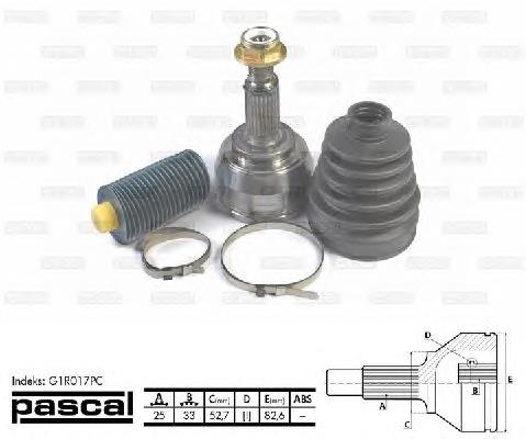Przegub homokinetyczny przedni zewnętrzny Pascal G1R017PC cena, od 42,71 USD