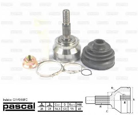 Przegub homokinetyczny przedni zewnętrzny Pascal G1V010PC cena, od 52,46 USD