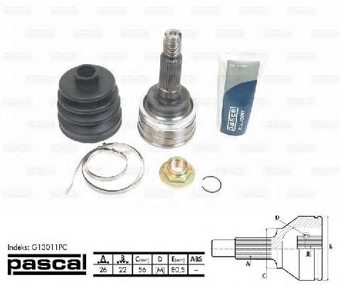 Przegub homokinetyczny przedni zewnętrzny Pascal G13011PC cena, od 37,14 USD