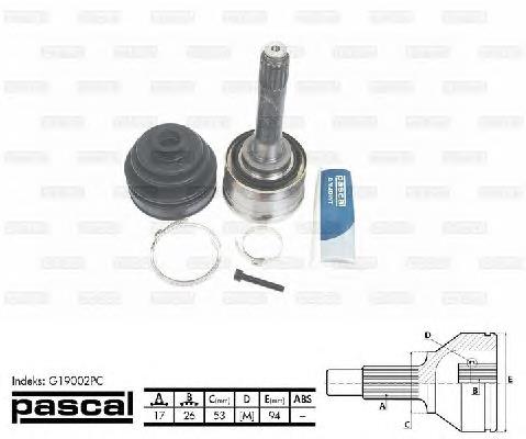 Przegub homokinetyczny przedni zewnętrzny Pascal G19002PC cena, od 56,11 USD