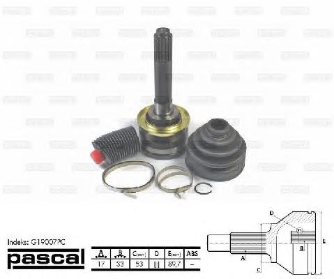 Przegub homokinetyczny przedni zewnętrzny Pascal G19007PC cena, od 49,82 USD