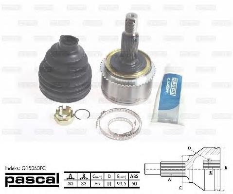 Przegub homokinetyczny przedni zewnętrzny Pascal G15060PC cena, od 54,40 USD