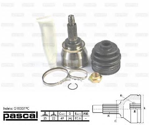 Przegub homokinetyczny przedni zewnętrzny Pascal G18007PC cena, od 30,30 USD