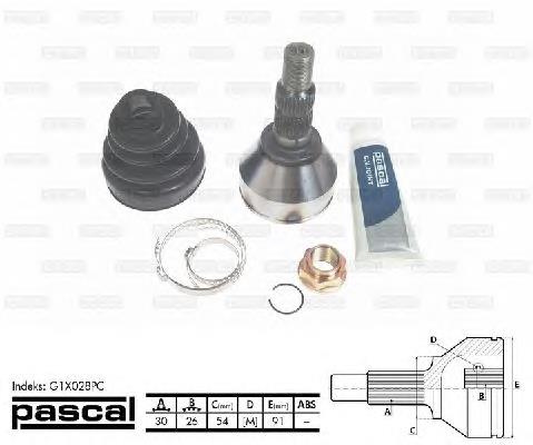 Przegub homokinetyczny przedni zewnętrzny Pascal G1X028PC cena, od 43,55 USD