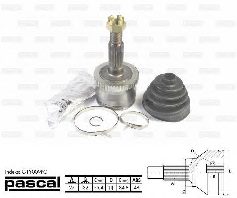 Przegub homokinetyczny przedni zewnętrzny Pascal G1Y009PC cena, od 49,00 USD