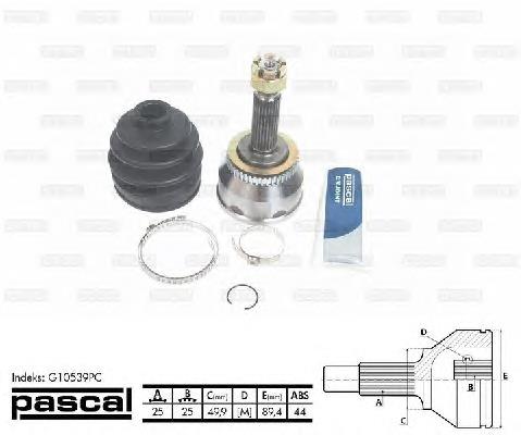 Przegub homokinetyczny przedni zewnętrzny Pascal G10539PC cena, od 45,91 USD