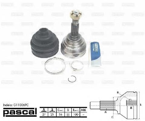 Przegub homokinetyczny przedni zewnętrzny Pascal G11006PC cena, od 47,36 USD
