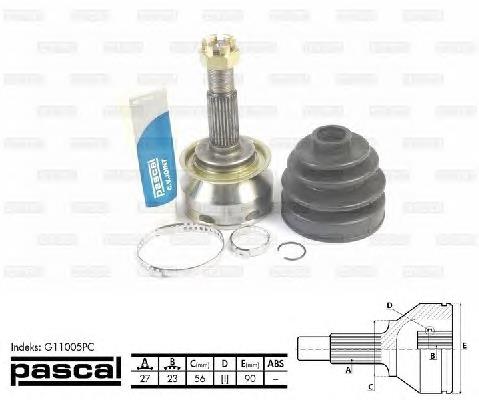 Przegub homokinetyczny przedni zewnętrzny Pascal G11005PC cena, od 48,29 USD