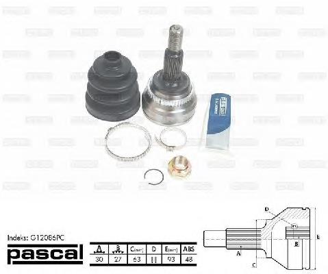 Przegub homokinetyczny przedni zewnętrzny Pascal G12086PC cena, od 48,58 USD