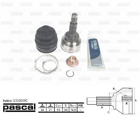 Przegub homokinetyczny przedni zewnętrzny Pascal G13001PC cena, od 32,69 USD