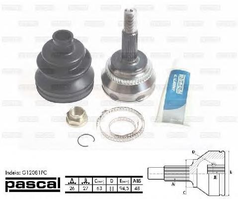 Przegub homokinetyczny przedni zewnętrzny Pascal G12081PC cena, od 49,80 USD