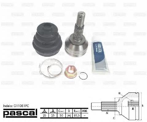 Przegub homokinetyczny przedni zewnętrzny Pascal G11081PC cena, od 49,78 USD