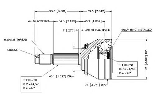 Przegub homokinetyczny przedni zewnętrzny Fiat/Alfa/Lancia 4308412 cena, od 38,42 USD