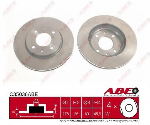 Tarcza hamulcowa przednia ABE C35036ABE cena, od 49,19 USD