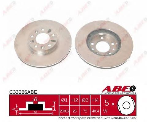 Tarcza hamulcowa przednia ABE C33086ABE cena, od 58,82 USD