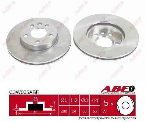 Tarcza hamulcowa przednia ABE C3W005ABE cena, od 48,49 USD