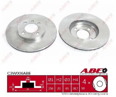 Tarcza hamulcowa przednia ABE C3W006ABE cena, od 31,25 USD