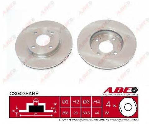Tarcza hamulcowa przednia ABE C3G038ABE cena, od 43,50 USD