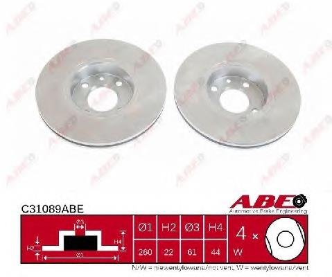Tarcza hamulcowa przednia ABE C31089ABE cena, od 32,85 USD