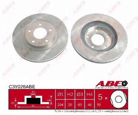 Tarcza hamulcowa przednia ABE C3Y028ABE cena, od 51,41 USD