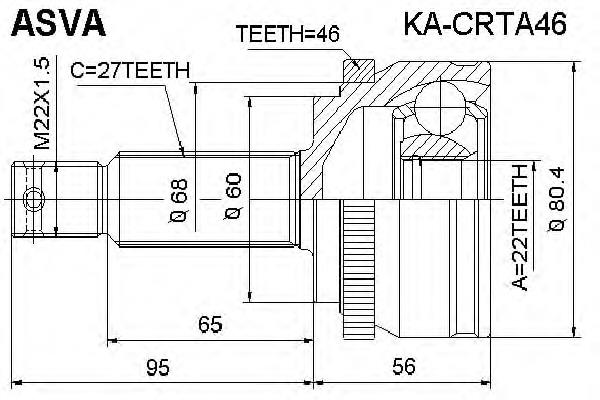 49591A63A5 Hyundai/Kia Przegub homokinetyczny przedni zewnętrzny
