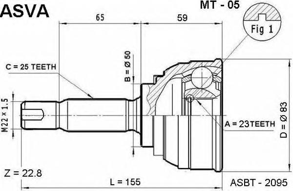 MB297492 Mitsubishi przegub homokinetyczny przedni zewnętrzny