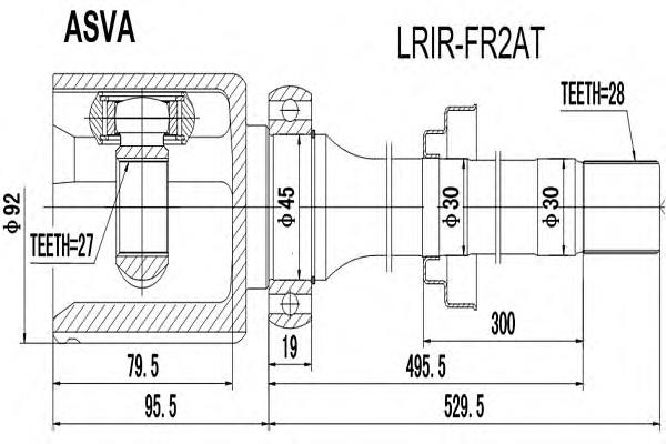 Przegub homokinetyczny wewnętrzny przedni prawy do Land Rover Freelander L359