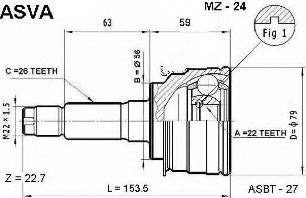 Przegub homokinetyczny przedni zewnętrzny F02422510 Mazda
