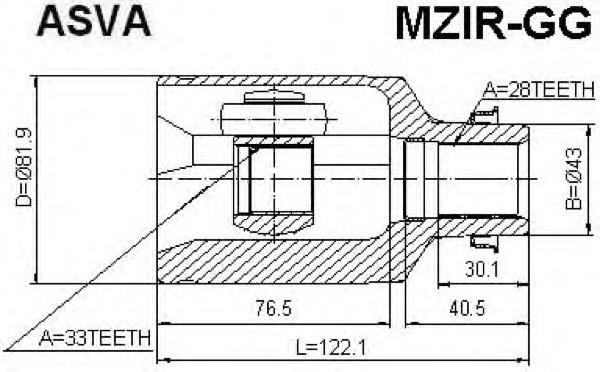 GD3822520 Mazda Przegub homokinetyczny wewnętrzny przedni prawy