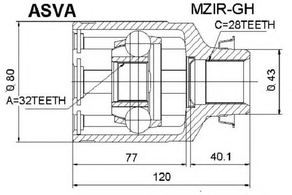 GD7522620 Mazda przegub homokinetyczny wewnętrzny przedni prawy