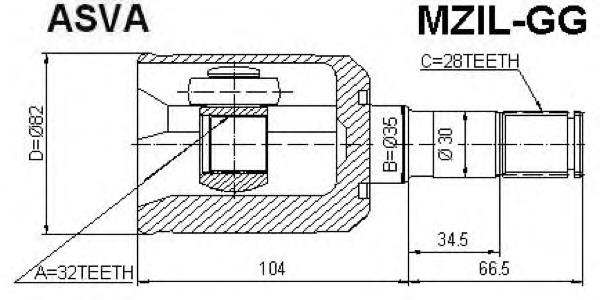 Przegub homokinetyczny wewnętrzny przedni lewy Mazda 6 GG