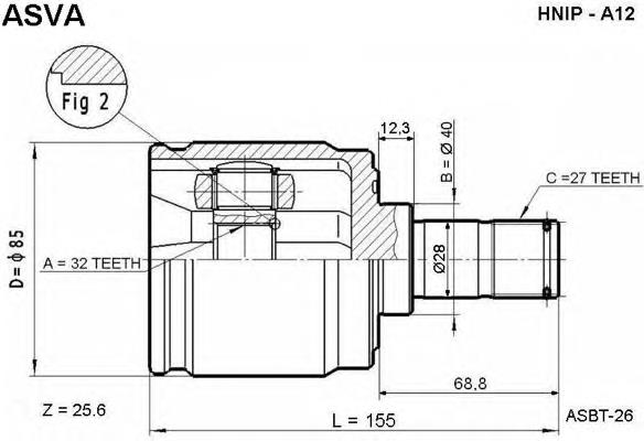44310S10A00 Honda Przegub homokinetyczny wewnętrzny przedni prawy