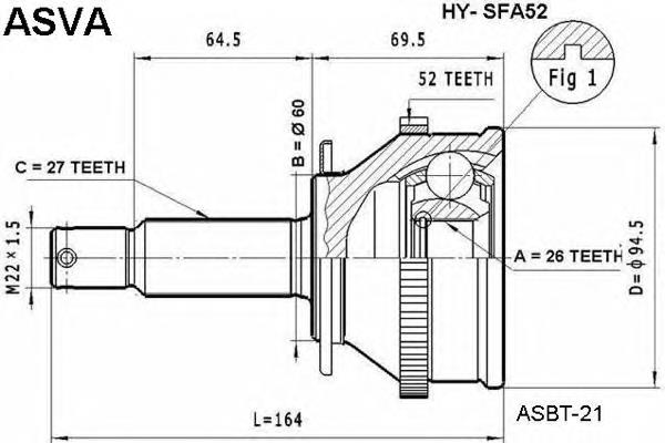 Przegub homokinetyczny przedni zewnętrzny Hyundai/Kia 4950126401 cena, od 47,38 USD