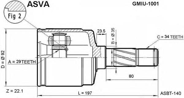 96489849 General Motors przegub homokinetyczny przedni wewnętrzny