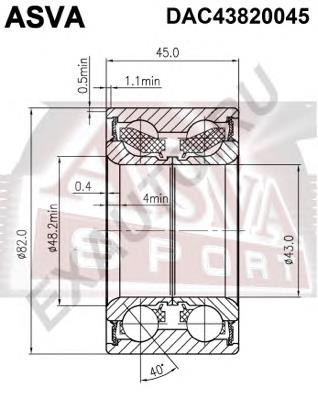 DAC43820045 Asva łożysko piasty przedniej